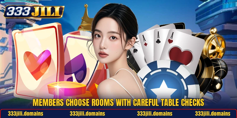 Members choose rooms with careful table checks