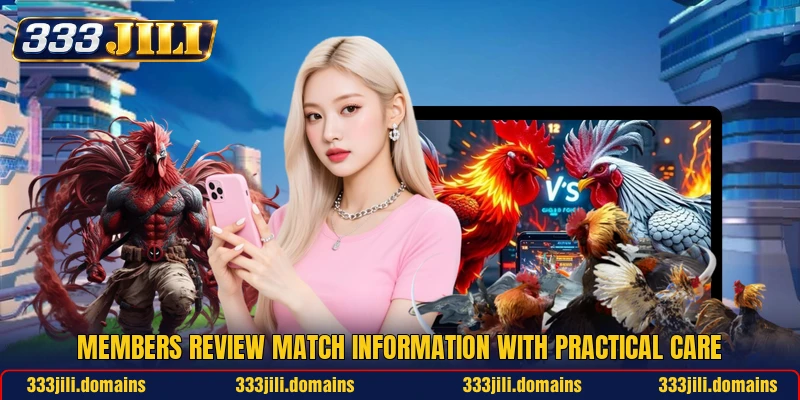 Members review match information with practical care