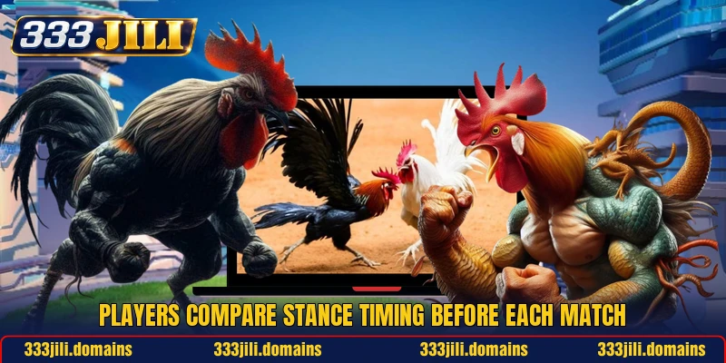 Players compare stance timing before each match