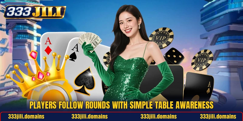 Players follow rounds with simple table awareness
